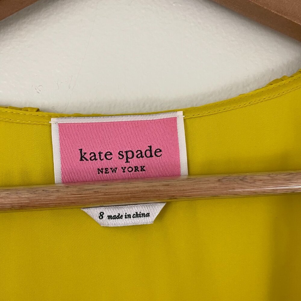 Kate Spade Cotton Poplin Ruffle Tiered Maxi Dress in Chartreuse Yellow Size 8 - Picture 3 of 8